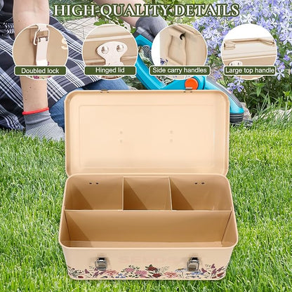JarThenaAMCS Spring Wildflower Metal Seed Storage Organizer 4 Dividers Vintage - Image 3