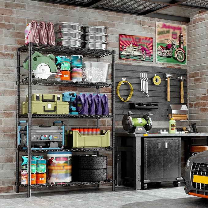 Storage Shelves, 5-Tier Adjustable Metal Industrial Utility Shelf Rack - Image 2