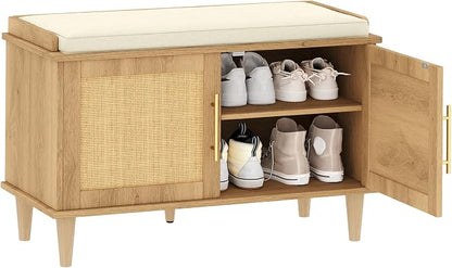 Akxomel Rattan Shoe Storage Bench - Image 8