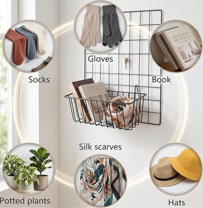 10 PCS Wire Baskets Wall Grid Panel Hanging Wire Basket Hanging Wall Baskets No - Image 7