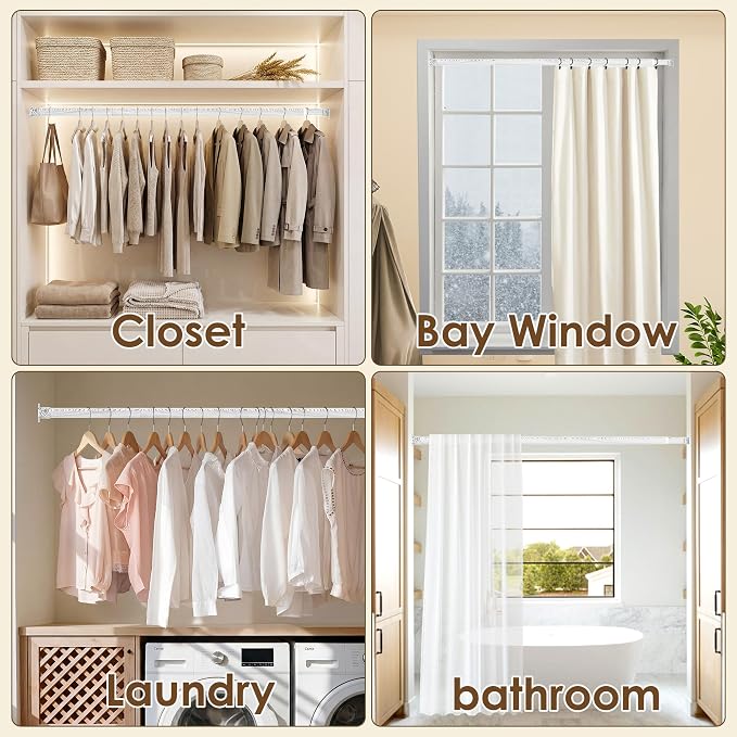 Closet Rod 17-87 Inches，1.3 Inch Diameter Heavy-Duty Adjustable Closet Rods - Image 8