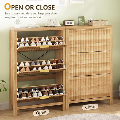 32" Fluted Shoe Cabinet Storage - Image 7