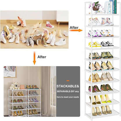 OYREL Sturdy Metal Shoe Rack Organizer, Narrow Shelf Stand - Image 6