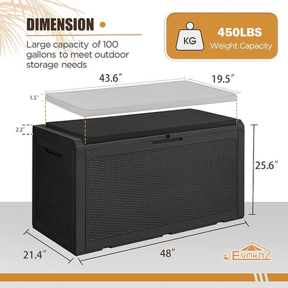 Devoko 100 Gallon Waterproof Large Resin Deck Box Outdoor Storage Box Indoor - Image 8