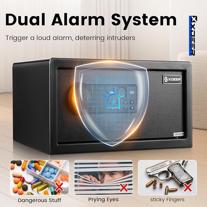 Biometric Home Safe Box- Quick Access Fingerprint Safe Lock, Backlit Keypad and - Image 7