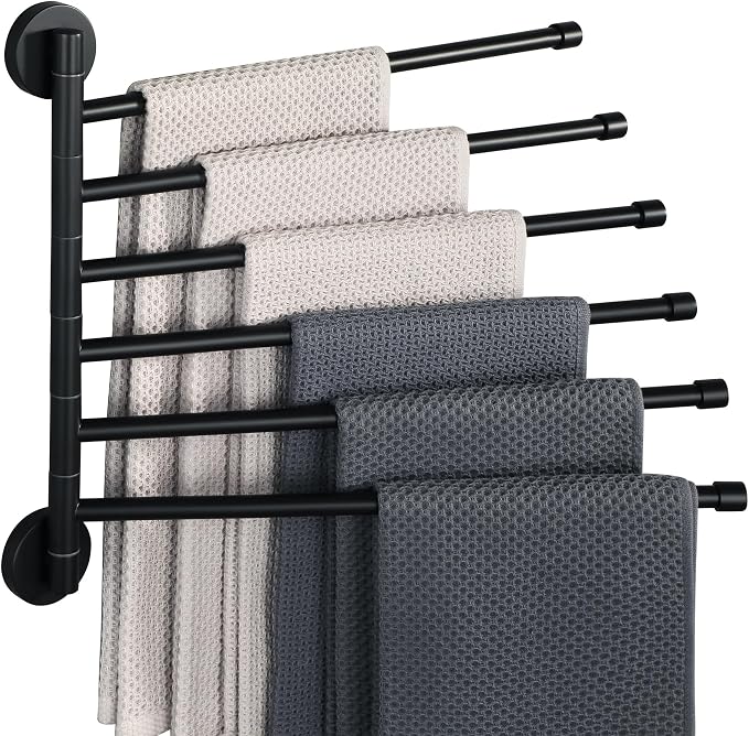 Alise Swivel Towel Rack, Folding 6 Arms Hand Towel Bars Towel Hanger by Alise