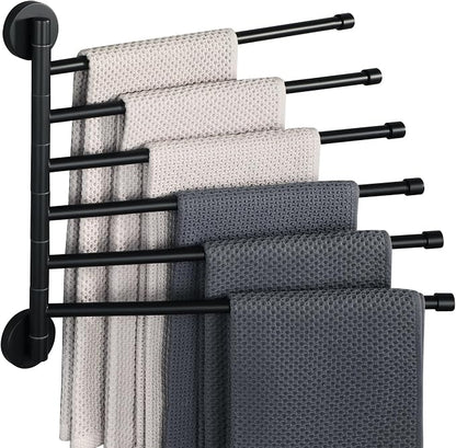 Alise Swivel Towel Rack, Folding 6 Arms Hand Towel Bars Towel Hanger by Alise