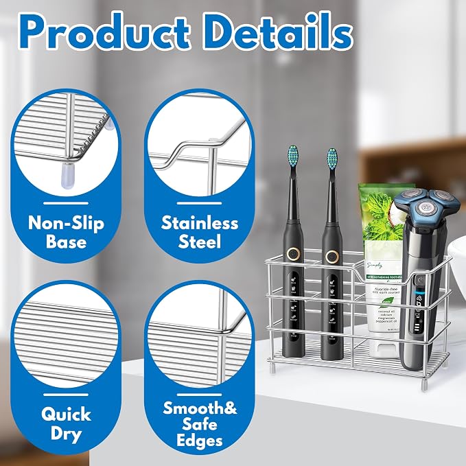 Urbanstrive 304 Stainless Steel Bathroom Toothbrush Holder Toothpaste Holder - Image 6