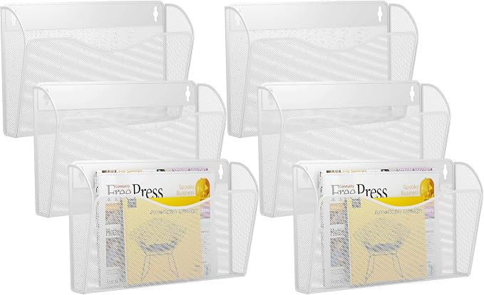 6 Single Pocket Wall File Holder, Mesh Hanging File Folder Paper Organizer by GDINDINFAN