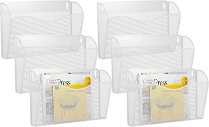 6 Single Pocket Wall File Holder, Mesh Hanging File Folder Paper Organizer by GDINDINFAN
