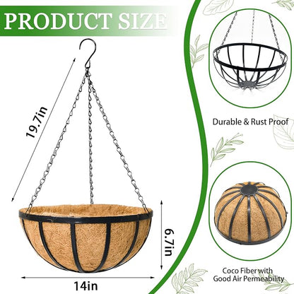 Hanging Planters for Outdoor Plants 4 Pack 14 inch Metal Hanging Flower Basket - Image 6