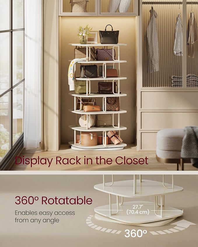 VASAGLE 7-Tier Shoe Rack, Rotating Shoe Rack Tower, Shoe Closet Organizer - Image 6