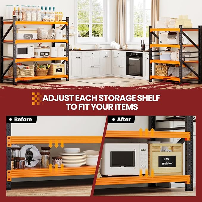48" Wide Storage Shelves, 2000LBS Garage Shelving Heavy Duty, Standing Shelf - Image 5