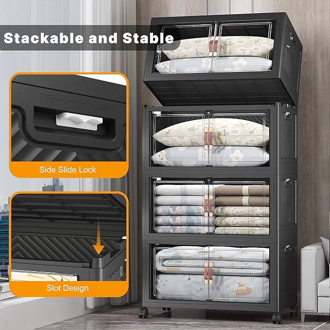 UAMFURI Stackable Storage Bins, 1440QT Collapsible Drawers - Image 3