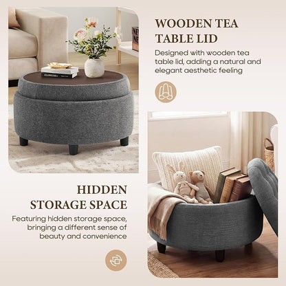 COLAMY Round Hidden Storage Ottoman - Image 6