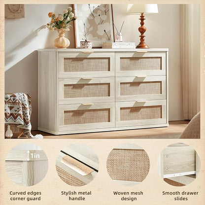 LEYAOYAO Rattan 6 Drawer Dresser - Image 9