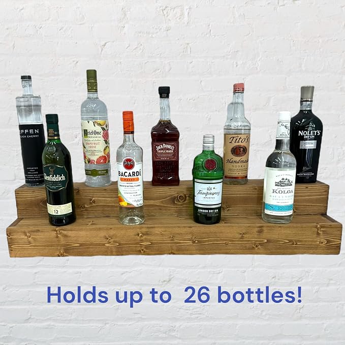 Tiered Bottle Shelf | 2 Tier Liquor Bottle Display | Bar Organization | Display - Image 2