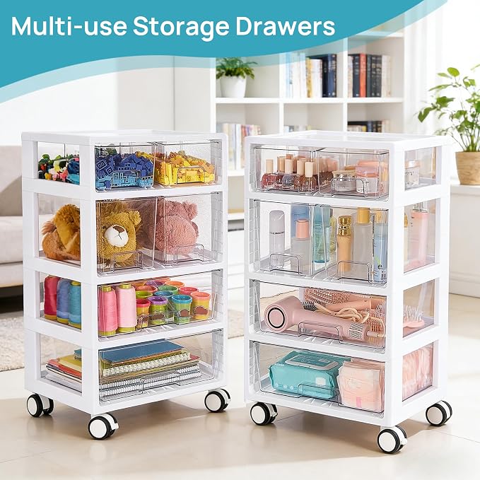 Vtopmart Plastic Drawer Storage Orangizer, 4 Tier 6 Drawers - Image 2