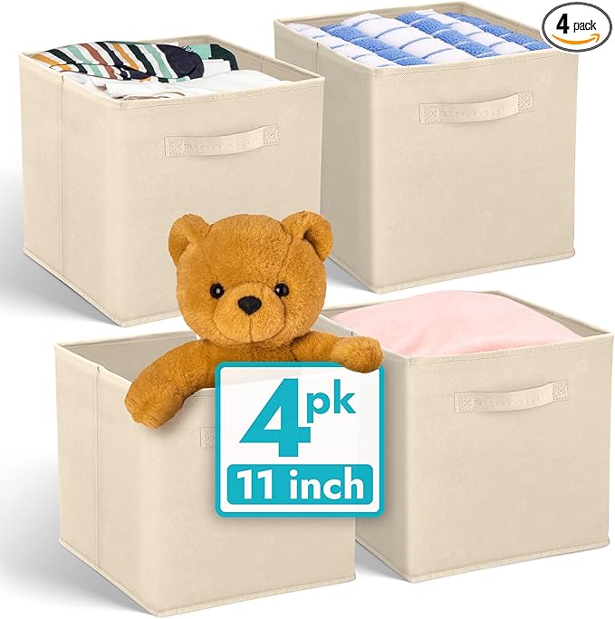 Reli. 11 Inch Cube Storage Bins | Cube Organizer Bins | 11x11 Fabric Storage by Reli