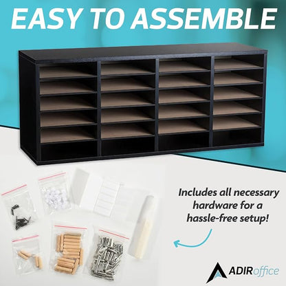 AdirOffice Wooden Adjustable Literature Organizer, 24 Compartment Office Mailbox - Image 6