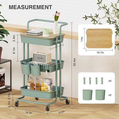 DTK 3 Tier Rolling Utility Cart - Image 2
