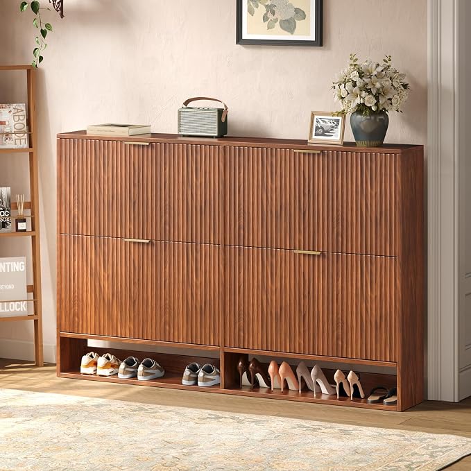Hootata 47.2''W Walnut Shoe Storage Cabinet - Image 4