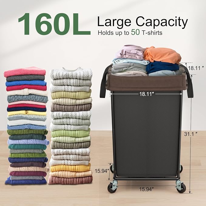 2PK Laundry Hamper with Wheels, Rolling Laundry Basket with Wheels Laundry - Image 2