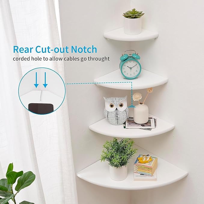 Corner Shelves, Floating Corner Shelf, Round End Wall Mount - Image 2