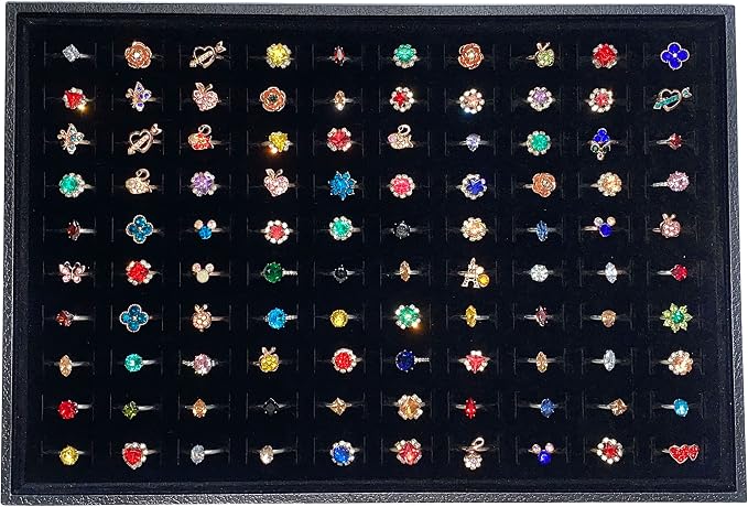 Stratelife 100 Slots Ring Organizer Tray, Stackable Jewelry Storage Display by Stratalife