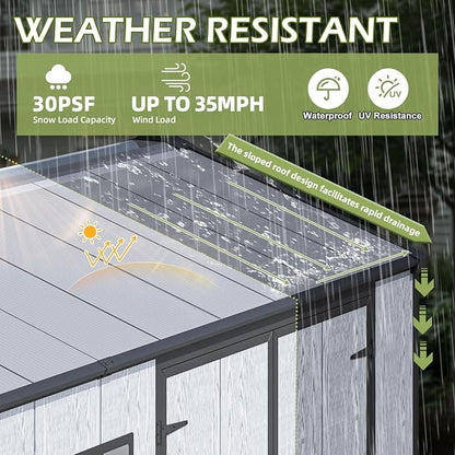 10 x 8 FT Plastic Outdoor Garden Shed, All-Weather Resin Storage Shed - Image 5