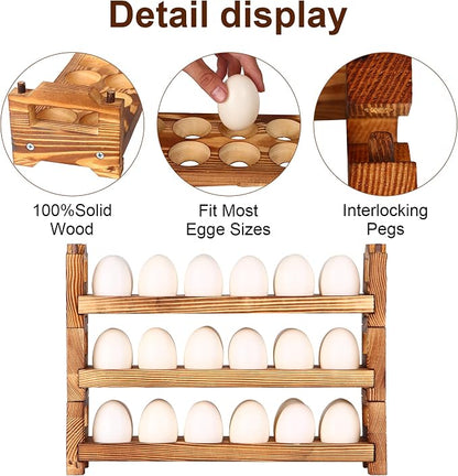 CVHOMEDECO. Wooden Egg Holder Fresh Egg Holders Countertop Firewood Egg - Image 4