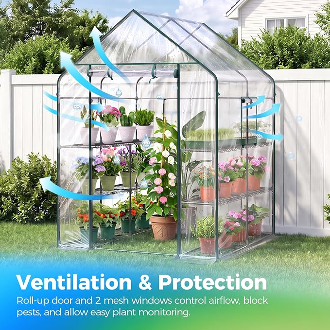 Ohuhu Plastic Greenhouse for Outdoors: Portable Walk in Plant Green House - Image 6