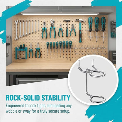 5Pcs Pegboard Screwdriver Holder Tool Organizers Double-Ring Peg Board Hang - Image 3