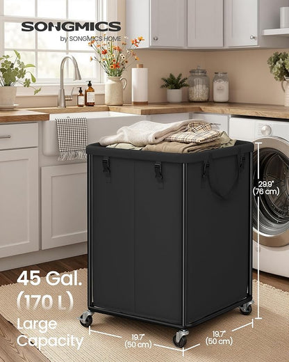 SONGMICS Laundry Basket with Wheels, Rolling Laundry Hamper with Steel Frame - Image 2