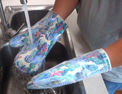 Oven Mitts Set of 2 with Transparent Clear Silicone Shell and Nice Cactus - Image 6
