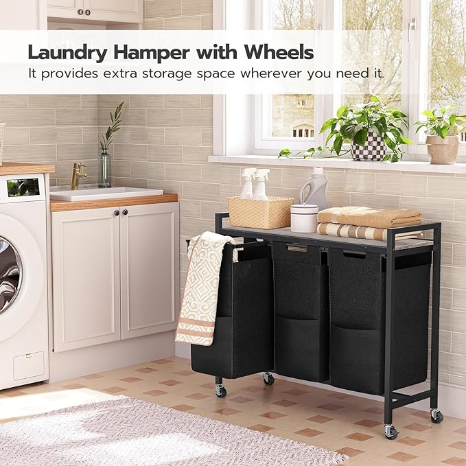 HOOBRO Laundry Sorter 3 Section, Laundry Hamper - Image 2