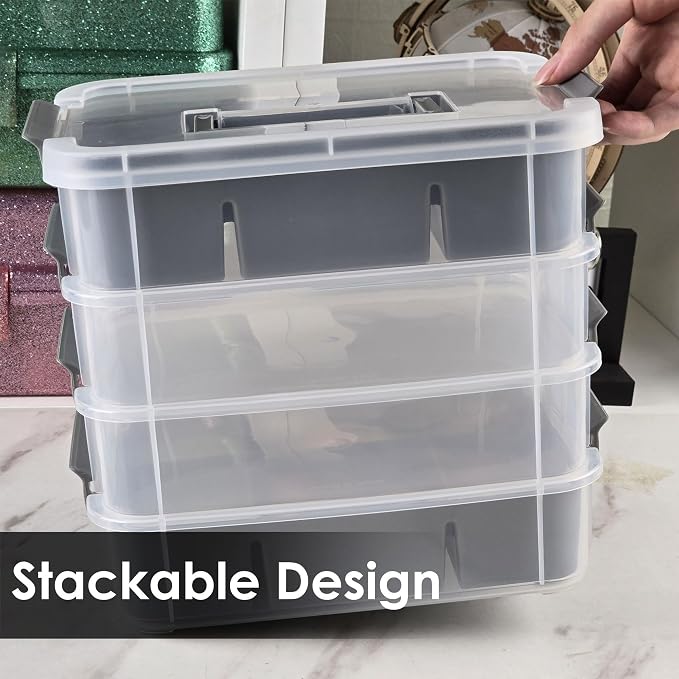 CraftGenes Craft Organizers and Storage, 4-Tier 10 Qt Box, 2 Trays, Scrapbook - Image 9