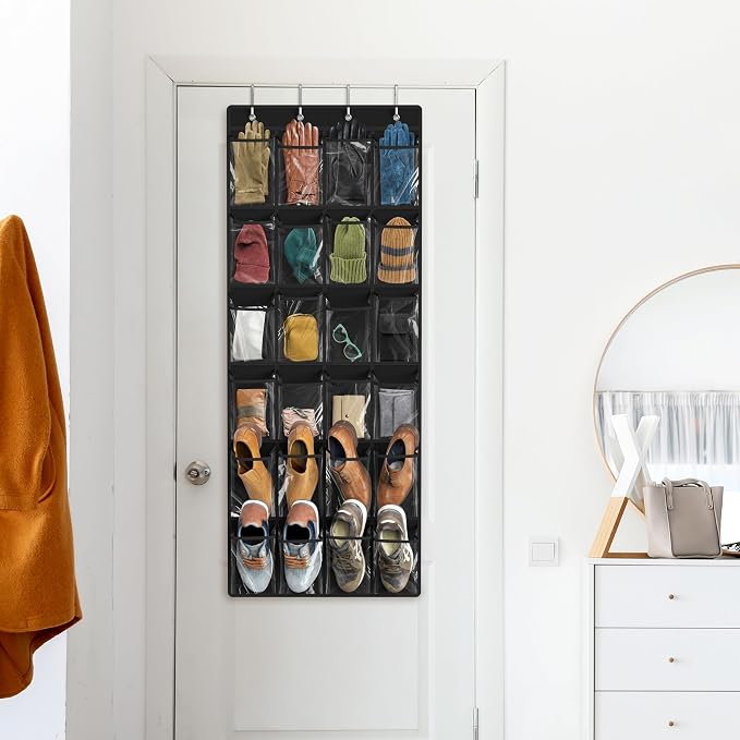 Simple Houseware 24 Pockets Large Clear Pockets Over The Door Hanging Shoe - Image 8