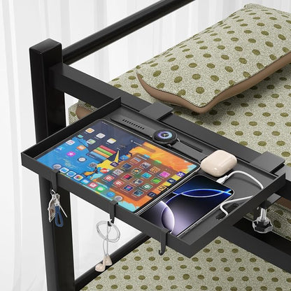 Foldable Bedside Shelf, Metal Clip-On Bed Tray Table - Image 2
