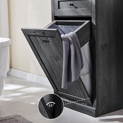 Tilt Out Trash Can Cabinet, 10 Gallon Farmhouse Laundry Hamper Cabinet - Image 5