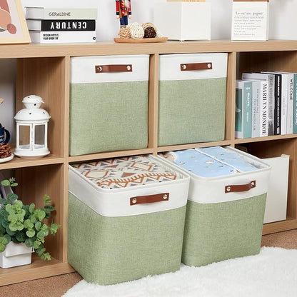 HNZIGE Collapsible Fabric Storage Cubes 13x13x13 Set of 4 Decorative Storage - Image 4