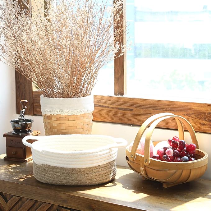 Sea Team 2-Pack Cotton Rope Baskets, Fabric Tray, Oval Open Dish - Image 3