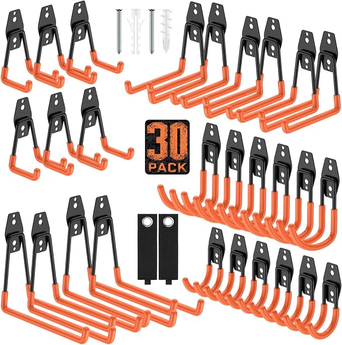 Garage Hooks with Anti-Slip Coating, Heavy Duty Wall Mount Storage Hooks by Cpais