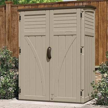Suncast Outdoor Storage Shed, Water Resistant Resin Vertical Outdoor Storage - Image 2
