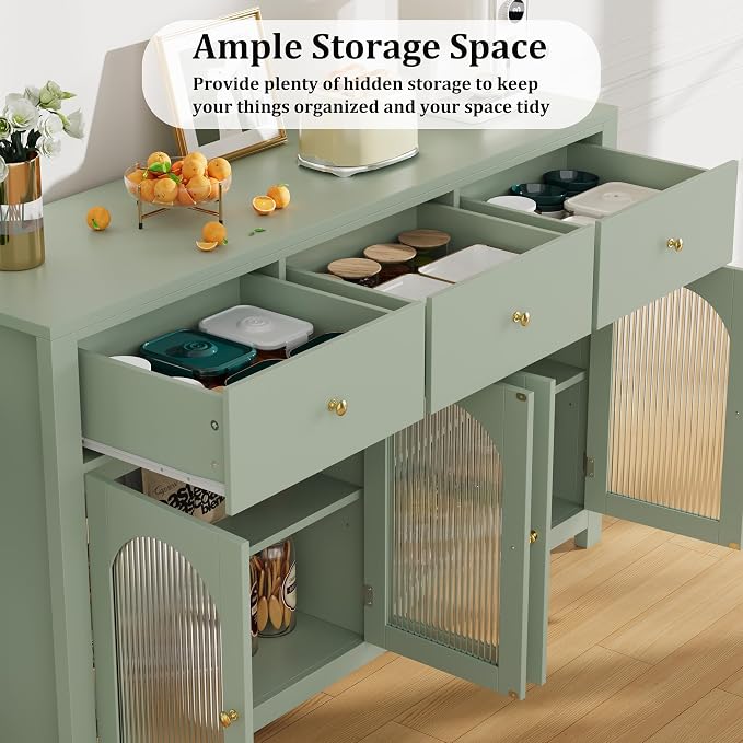 FINETONES Buffet Cabinet with Storage, 55.1" Large Sideboard Buffet, Farmhouse - Image 7