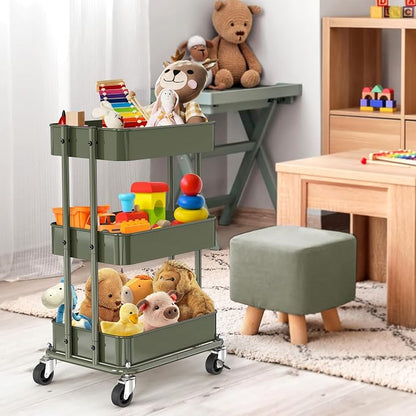 Simple Houseware 3-Tier Compact Utility Rolling Cart, Low 24” Height Fits Under - Image 5