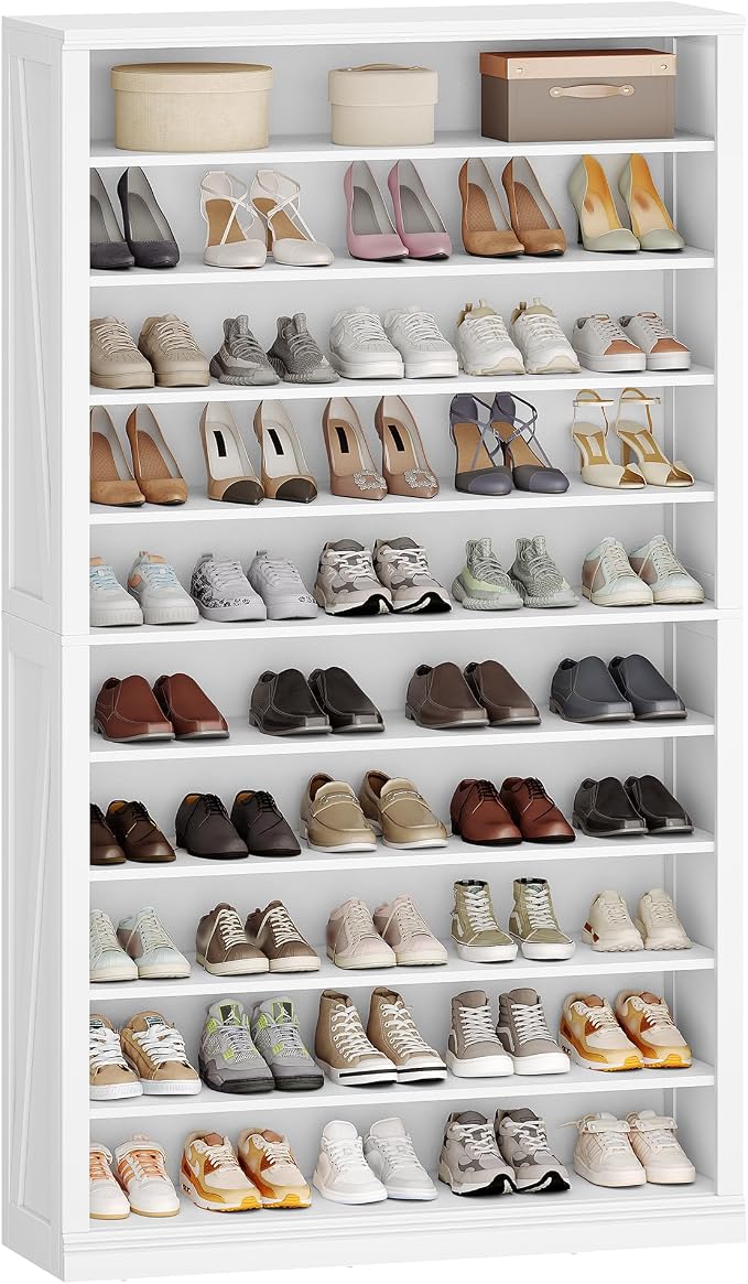 Hzuaneri Shoe Storage Cabinet, 10 Tiers Farmhouse Tall Shoe Cubby Organizer | - Image 8