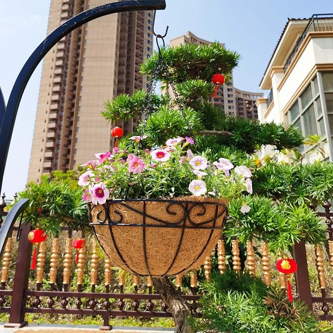 EIMQUVW Outdoor Metal Hanging Planters Basket Hanging Baskets - Image 2
