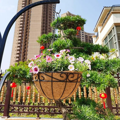 EIMQUVW Outdoor Metal Hanging Planters Basket Hanging Baskets - Image 2