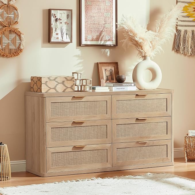 LEYAOYAO Rattan 6 Drawer Dresser - Image 4